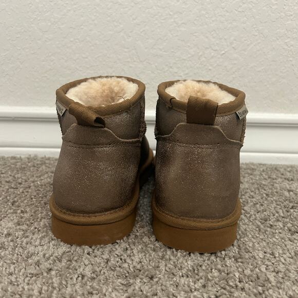 Bearpaw Womens Gold Glitter Suede Pull On Lined Sherpa Boots Size 9 - Picture 5 of 9